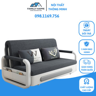 Sofa Giường Thông Minh Gấp Gọn Kiêm Ghế Có Ngăn Chứa Đồ Khung Sơn Tĩnh Điện (Tặng kèm 2 Gối) - M002B