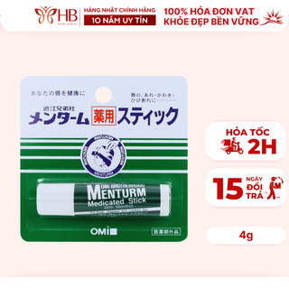 Son dưỡng môi OMI Brotherhood Menturm Medicated Lip Balm Stick (4g) không màu, hỗ trợ giảm thâm, dưỡng ẩm mềm mại môi