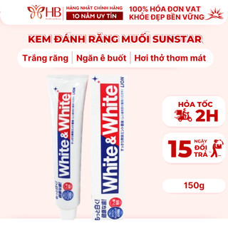 Kem đánh răng White & White Lion 150g Nhật Bản, làm trắng răng, ngừa sâu răng và mảng bám, dành cho nướu nhạy cảm