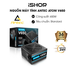 Nguồn máy tính antec atom v650, điện áp 230v, công suất 650w, chuẩn standard, bảo hành 36 tháng - hàng chính hãng