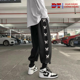 Quần Jogger Nam Nữ Họa Tiết Điệp Viền Dây Rút Bo Phong Cách Thể Thao Co Giãn Mát Mẻ DTB