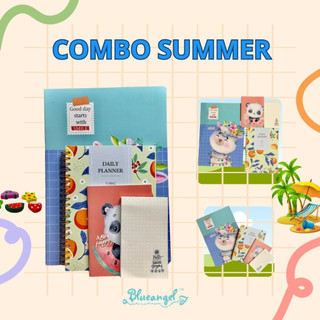Combo summer - vở kẻ ngang 80 trang - sổ lò xò - vở ghim - notepad- blueangel