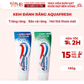 Kem đánh răng Aquafresh 140g Nhật Bản, ngăn ngừa sâu răng, hỗ trợ trắng răng, cho hơi thở thơm mát, dưỡng nướu chắc khỏe