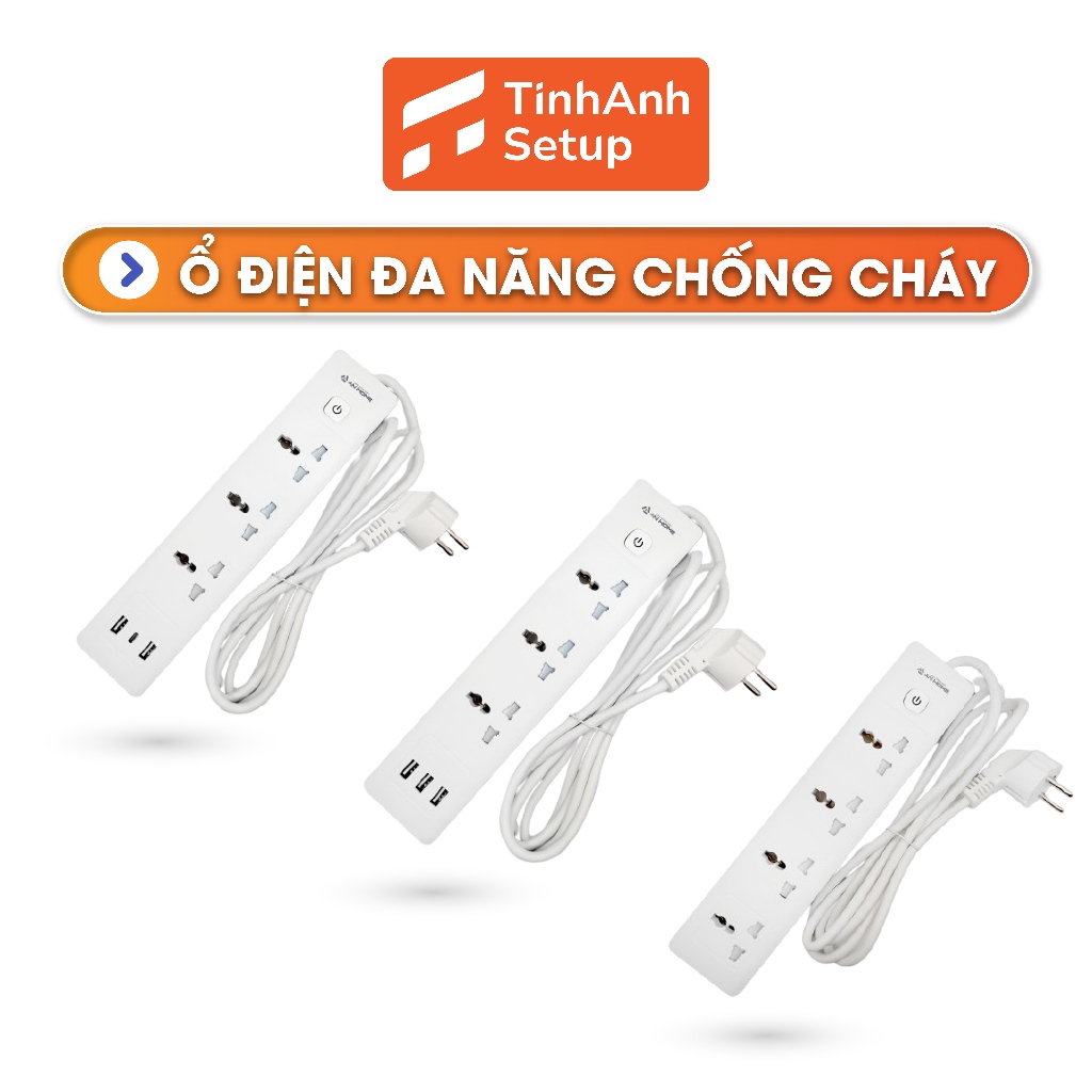 Ổ cắm điện đa năng tích hợp USB Type C, thiết kế sang trọng, chất liệu chống cháy lan, ổ cắm điện 25