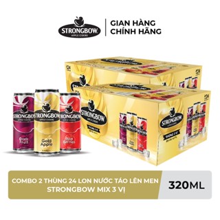 ĐỘ CỒN 4.5% - HỎA TỐC HCM - Combo 2 Thùng 24 lon nước táo lên men Strongbow Mix 3 vị 320ml/lon