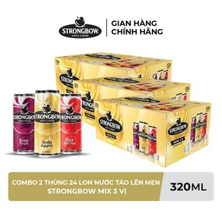 ĐỘ CỒN 4.5% - HỎA TỐC HCM - Combo 3 Thùng 24 lon nước táo lên men Strongbow Mix 3 vị 320ml/lon
