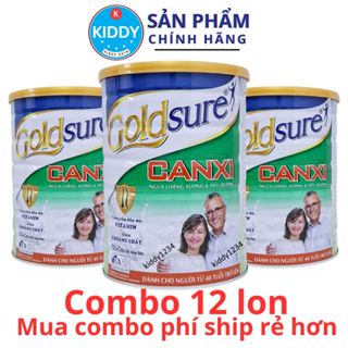 Combo 12 lon sữa GOLDSURE CANXI 900G dành cho người già, ngừa loãng xương, tiểu đường (mẫu nắp lùn)