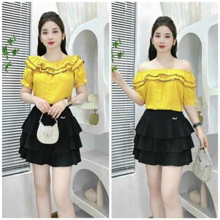 Áo sơ mi nữ trali 24160 trễ vai