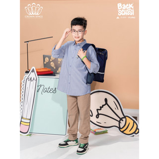 Quần Kaki Cho Bé Trai Cạp Chun Crown Space Quần Dài Đi Học Ống Đứng Phối Họa Khuy CKBL2732413