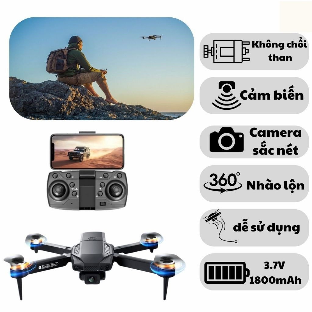 Flycam động cơ không chổi than giá rẻ F198, Máy bay điều khiển từ xa cho người mới chơi Potatos | BigBuy360 - bigbuy360.vn