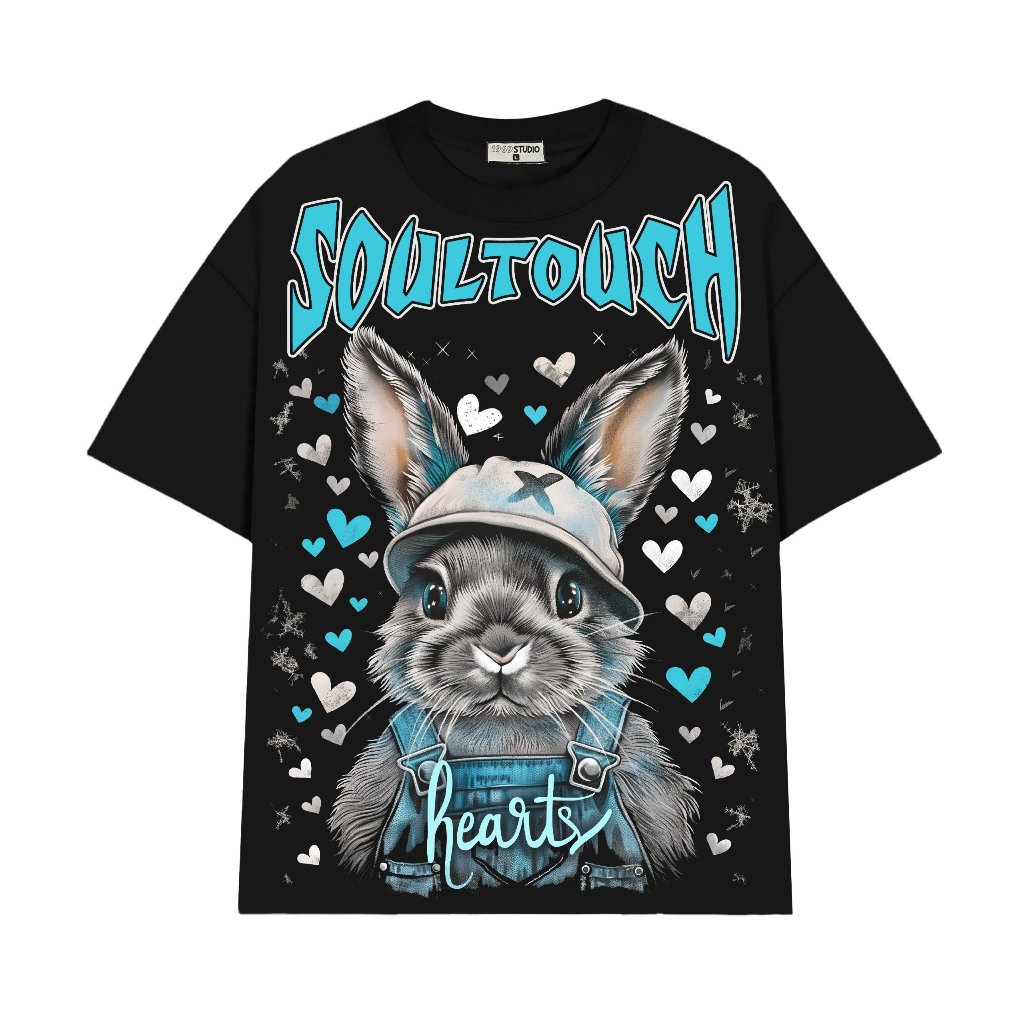 1969STUDIO Áo Thun Nam Nữ In Thỏ Soultouch Tay Lỡ Form Rộng Thời Trang Top Cổ Tròn - AP-10