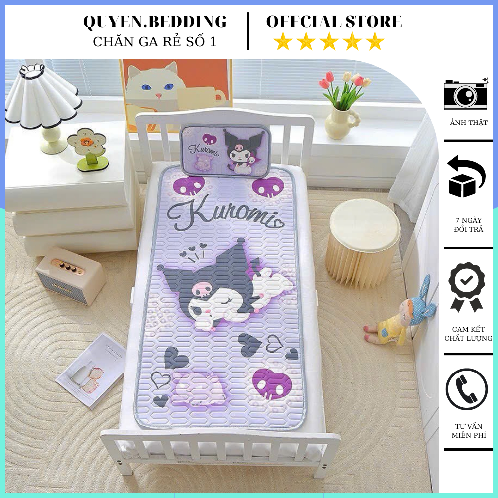 Chiếu điều hòa cao su non cho bé, chiếu điều hòa 5d cho bé có gối đi kèm , họa tiết 5d Baby Bear ngộ
