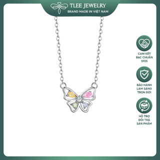 Dây chuyền bạc nữ TLEE, vòng cổ cánh hồ điệp đính đá ngũ sắc xinh xắn TLEE JEWELRY D0260