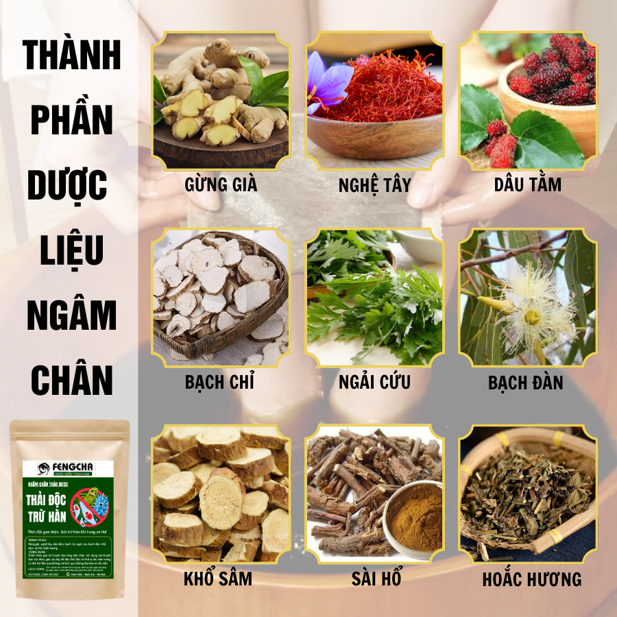 [Thanh tẩy cơ thể] Ngâm chân thải độc tố toàn bộ cơ thể, bài trừ hàn khí tích tụ lâu năm bịch 15 túi lọc x 10gr