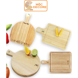 Thớt Gỗ Đức Thành Có Tay Cầm Nhiều Kiểu Dáng Thớt Decore, Chất Liệu Gỗ Cao Su Bền Đẹp Láng Mịn Màu Gỗ Tự Nhiên An Toàn