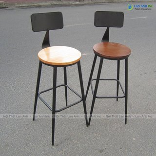 Ghế quầy bar gỗ chân sắt cafe, ban công, quầy bếp LASK04