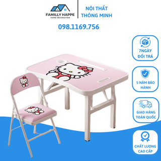 Bộ bàn ghế học sinh gấp gọn họa tiết dễ thương - bàn - ghế học sinh gấp gọn