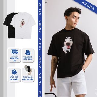 Áo thun nam AKUBA, form oversize, chất vải cotton 2 chiều mịn, thấm hút tốt, thoáng mát, giảm mùi mồ hôi | 01JP0881