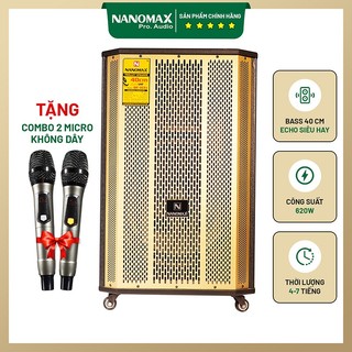 Loa kéo nanomax sk-15x5 bass 40cm - công suất lớn 620w - tặng kèm 2 mic không dây cầm tay