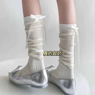 Tất JK bale 1 nơ dài bắp chân thoáng khí phong cách Ins Hàn Quốc cho nữ
