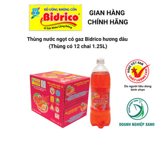 Nước Ngọt Có Gaz Bidrico Hương Dâu Giải Khát ( Thùng 12 chai 1.25L )