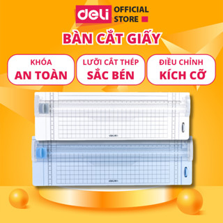 Bàn Cắt Giấy Khổ A4 Mini DELI - Cắt Được Giấy 300gsm, Điều Chỉnh Kích Thước, An Toàn Khi Dùng