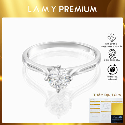 Nhẫn kim cương Moissanite LAMY 5.5 ly kiểm định GRA DR021 - Hàng chính hãng đã kiểm định