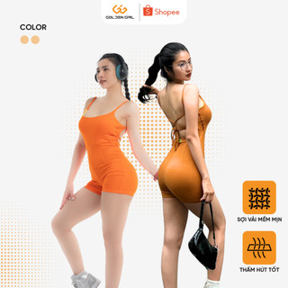 Set đồ tập gym nữ liền thân, bộ jumsuit liền thân đan dây chéo lưng tập gym, yoga, thể thao Golden Girl - Changgyms