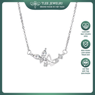 Dây chuyền bạc nữ TLEE, vòng cổ cánh hồ điệp ghép đôi nữ tính sáng lấp lánh TLEE JEWELRY D0285