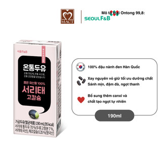 Sữa đậu nành đen hàn quốc cao cấp ontong - bổ sung canxi từ rong biển - hộp 190ml