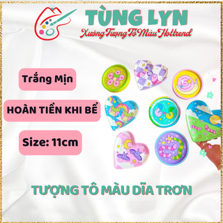 Tượng tô màu, tô tượng dĩa trơn 11cm -không kèm màu - tượng thạch cao trắng decor
