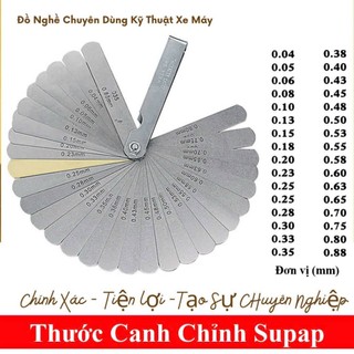Bộ thước đo khe hở Supap, thước lá căn cò 32 lá 0.02-1mm - thước căn lá , Tờ tranh Thông số