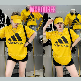 Áo thun A DI ĐÁT BA.LEN kiểu dáng unisex nam nữ form rộng chất liệu cotton 100%