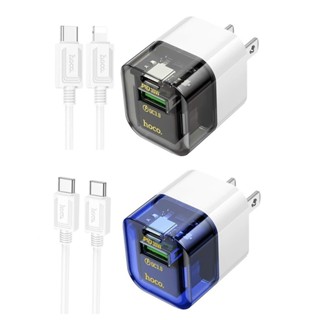  Bộ sạc nhanh 2 cổng Hoco DM-C3 PD TypeC 30W và QC3.0 18W kèm cáp TypeC or LN  màu Random  - Phụ Kiện 1986 