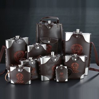 Bình tông đựng riệu, đựng nước inox 304 CCCP 5,4lít hàng dày 0,6mm nặng 1,1kg- hàng có bao da đựng như hình