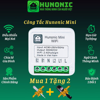 Công Tắc Thông Minh Wifi Hunonic Mini Điều Khiển Từ Xa Qua Điện Thoại, Hẹn Giờ Tự Động, Hàng Việt Nam.
