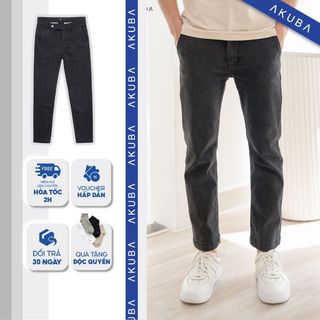 Quần jean nam AKUBA thời thượng, form slimfit, ống ôm, chất vải bền màu, thoáng khí, thấm hút mồ hôi hiệu quả | 02F0679