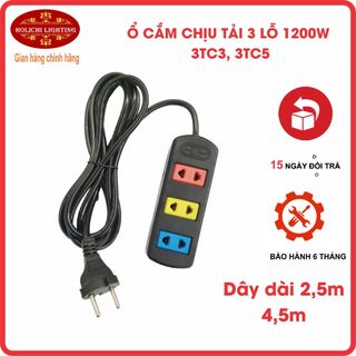 Ổ cắm điện chịu tải 1200w 3tc3-3tc5 3 lỗ cắm, phi 4 & 5, nhựa chống cháy
