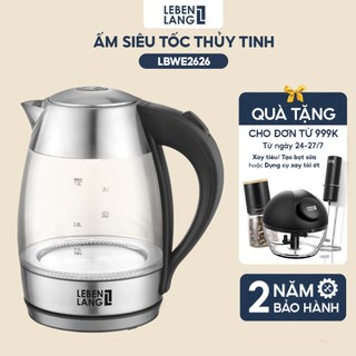 Ấm siêu tốc bình siêu tốc thủy tinh LEBENLANG LBWE2626 1.8 lít công suất 2200W bảo hành đổi trả trong 2 năm