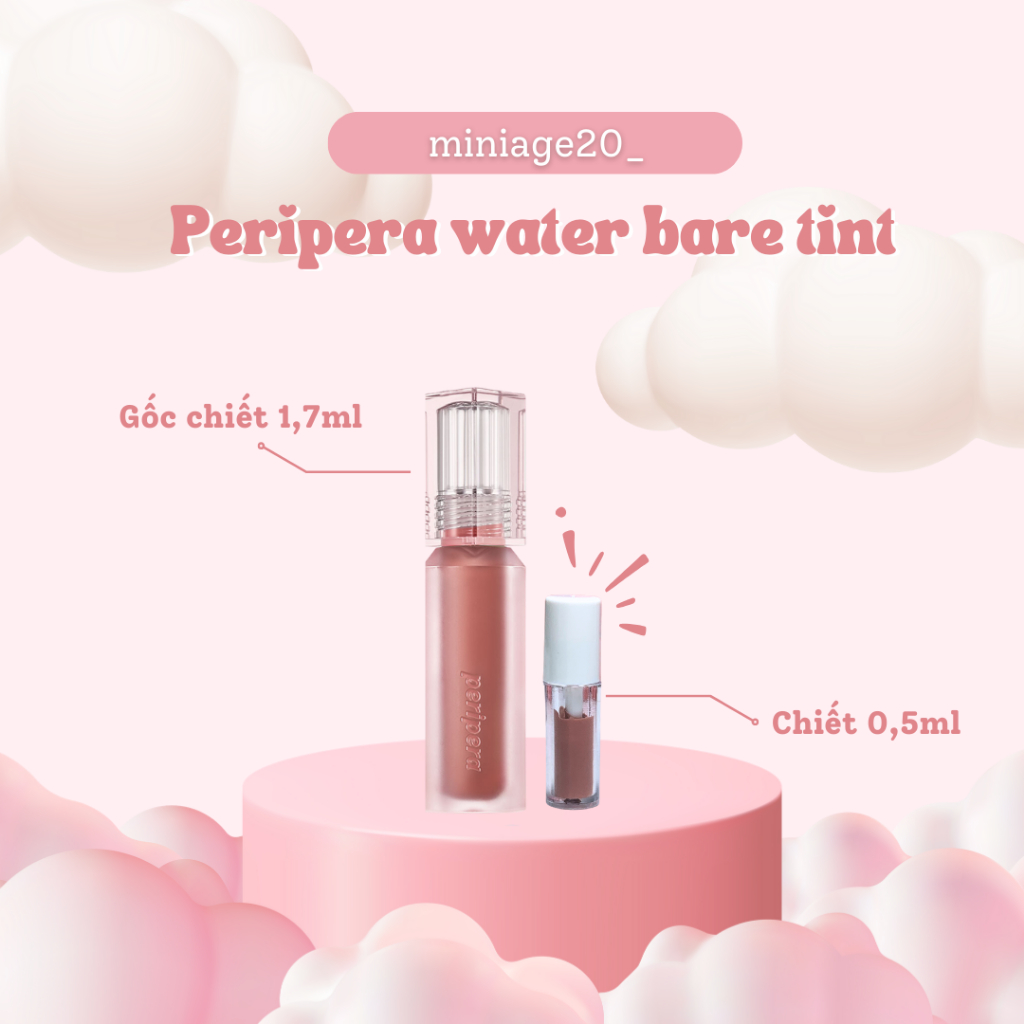 [SON CHIẾT] Son tint PERI.PERRA Water Bare chiết 0,5ml bóng nhẹ lâu trôi
