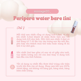 [SON CHIẾT] Son tint PERI.PERRA Water Bare chiết 0,5ml bóng nhẹ lâu trôi