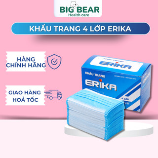 Hộp Khẩu trang y tế 4 lớp cao cấp Erika 50 cái không xù lông