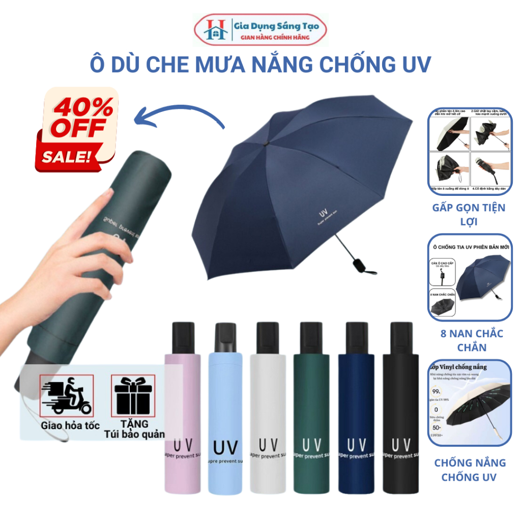 Ô gấp gọn che mưa nắng chống tia UV Hoonbi O39
