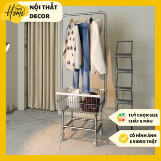  KỆ TREO INOX CHỤP ẢNH QUẦN ÁO - Giá treo quần áo kèm giỏ đựng 