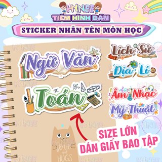Nhãn Tên Môn Học Dán Giấy Bao Tập, Bìa Sách Vở Tiện Lợi - Lẻ Sticker Môn Học, Nhãn Vở Môn Học Chương Trình Mới - HYNEE