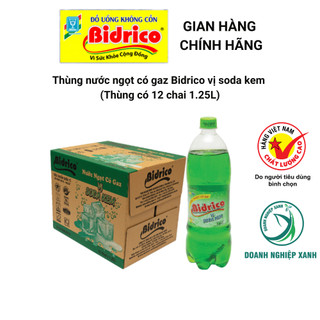 Nước Ngọt Có Gaz Bidrico Vị Soda Kem Giải Khát ( Thùng 12 chai 1.25L )