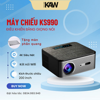 Máy chiếu mini kaw ks990, điều khiển bằng giọng nói, độ sáng 17000 lumens, hỗ trợ 4k, wifi 2.4g/5g