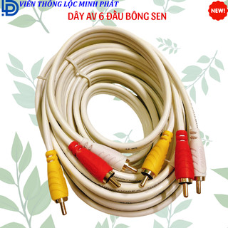 Dây AV 6 Đầu Bông Sen Đồng Nguyên Chất Dài 5m -10m Hàng Chính Hãng - Dây Loa 3 AV Ra 3 AV