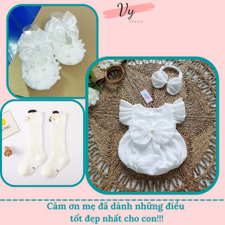 MV016 Body Bé Gái Sơ Sinh Xô Trắng. Bodysuit Cho Bé Thiết Kế Cao Cấp, Chất Mát, Đầm Đầy Tháng, Body Mùa Hè Bé Gái