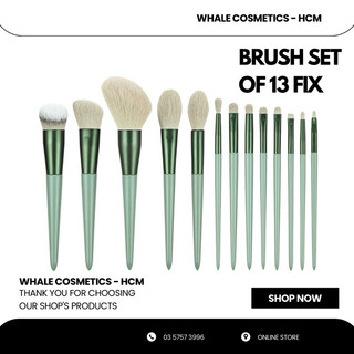 Bộ cọ trang điểm cá nhân 13 cây Fix+ màu xanh/ màu nâu Pastel trendy